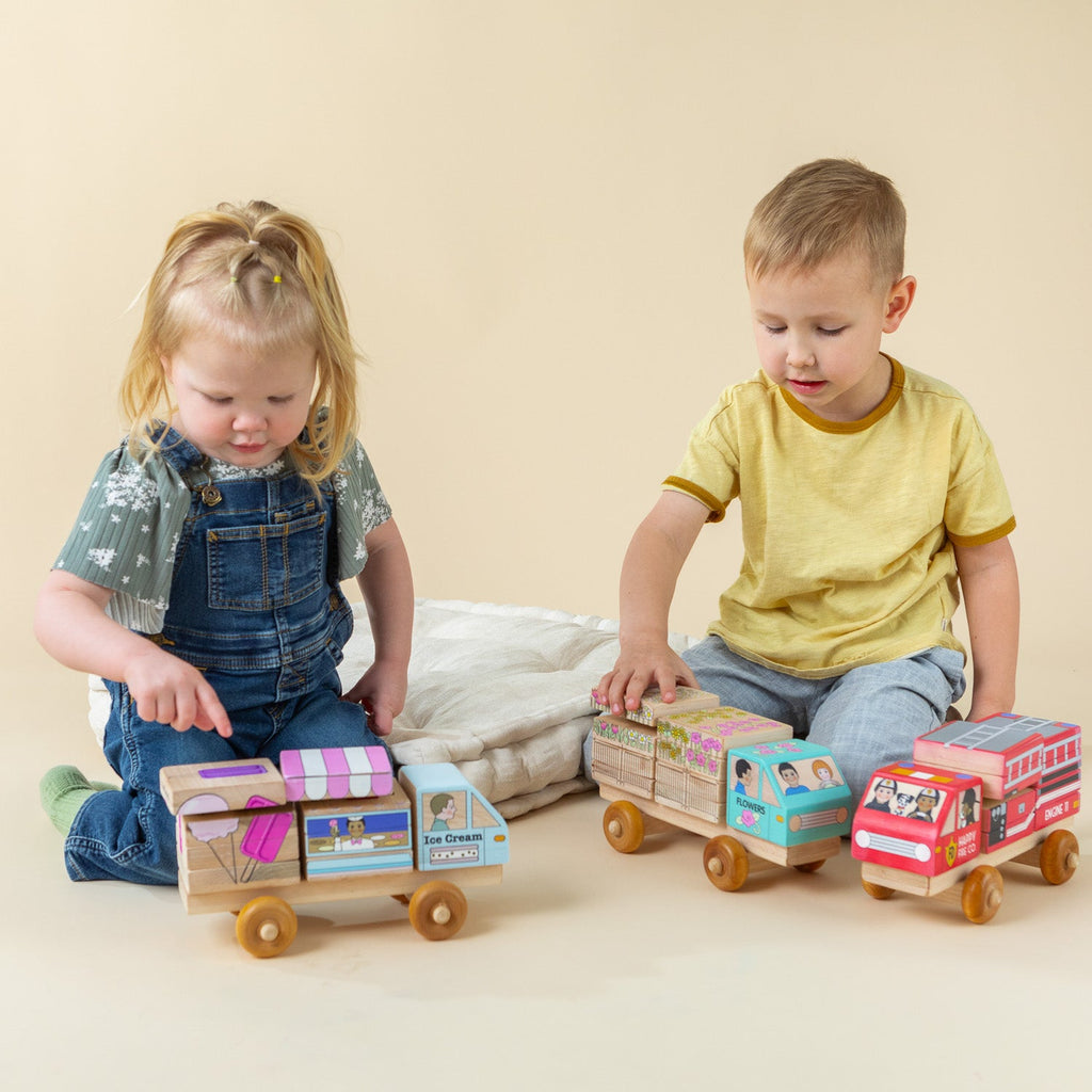 Stackable Puzzle - Fire Truck | Made in the Canada | Printed with Non-toxic Ink in the USA 🇺🇸