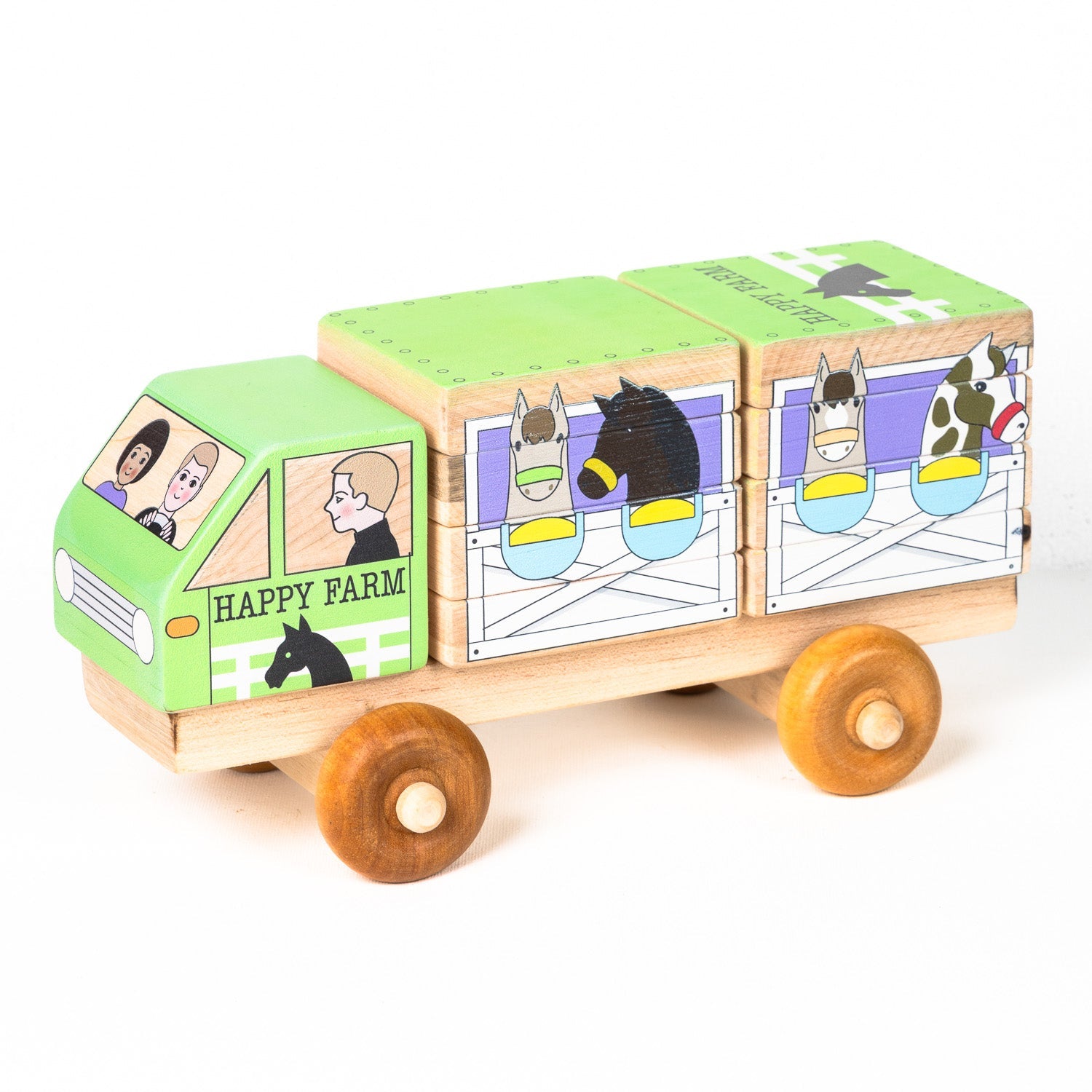 Stackable Puzzle Truck - Horse Trailer | Nominated for 2026 Astra Play Award | Made in the Canada | Printed with Non-toxic Ink in the USA 🇺🇸