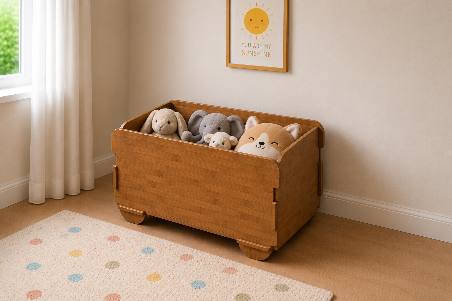 JeraGoods Easy-Fit Bamboo Toy Box – No Tools, Built to Last