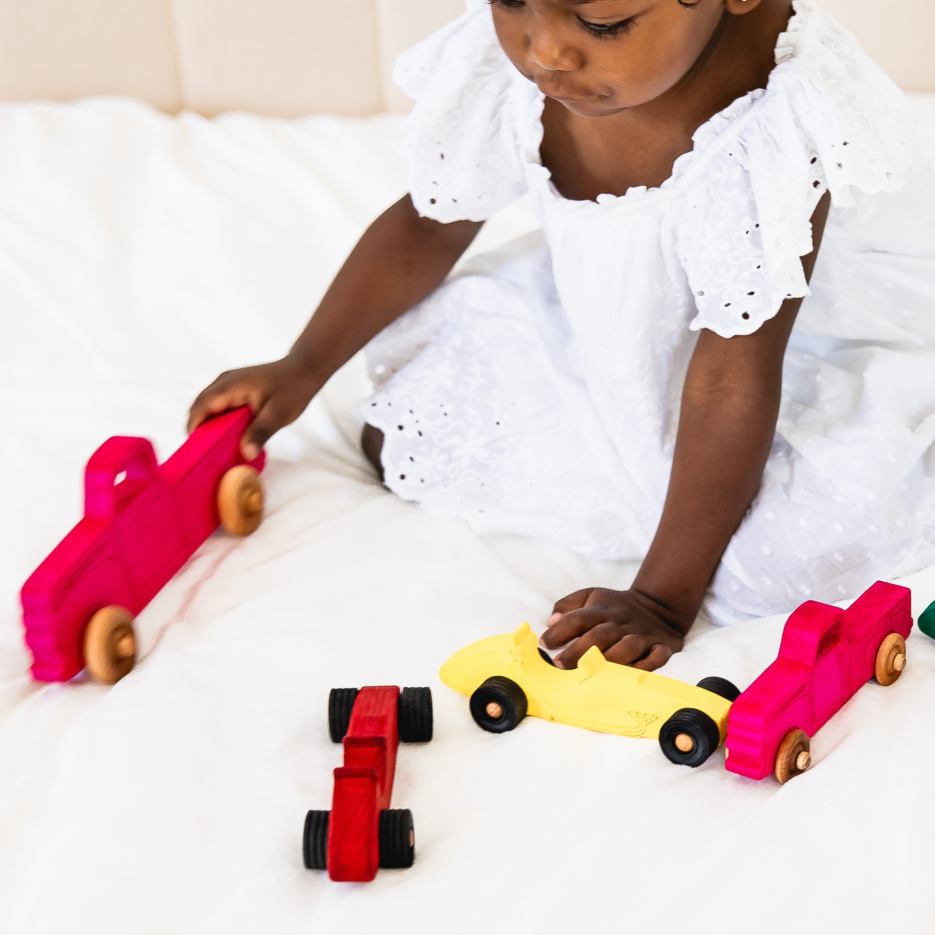 Montessori Educational Small Red Wooden Pickup Truck for Toddlers 1–3 | Eco-Friendly Maple Wood Toy | Made in the USA 🇺🇸